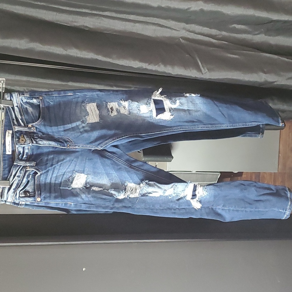 Kancan destructed rip and repair skinny jeans